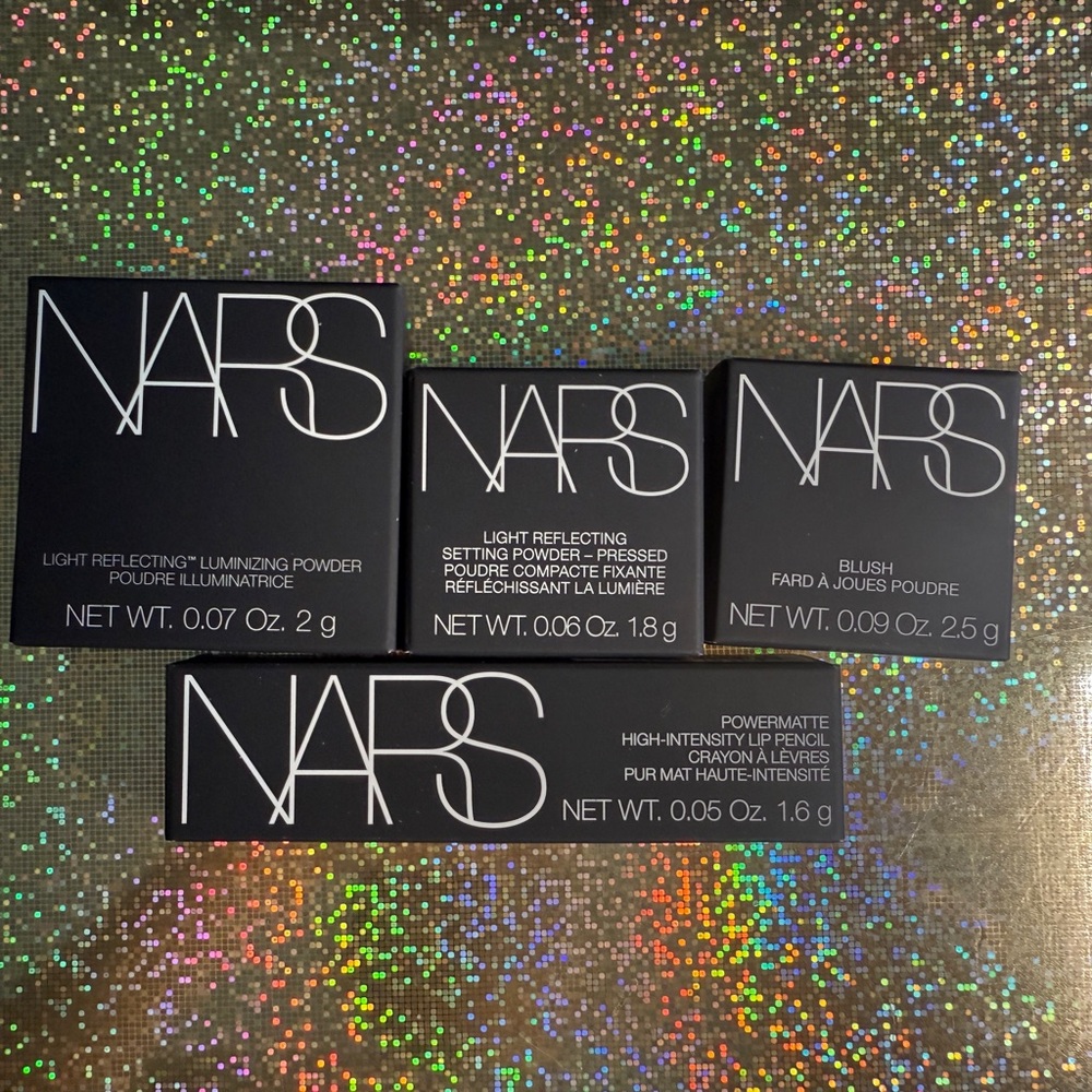 NARS beauty bundle 4 pieces — blush, setting powder, lip pencil, highlighter